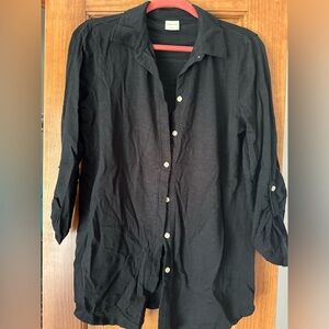 Soma Button Down Tunic Women’s Large Black Nightgown Long Sleeve 3/4 Sleeve
